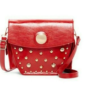 red & gold crossbody bag